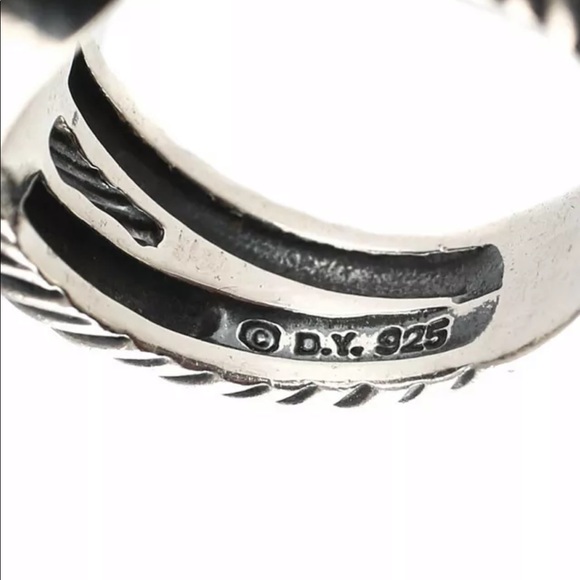 DAVID YURMAN onyx silver diamond albion ring 6.25 - Picture 7 of 8